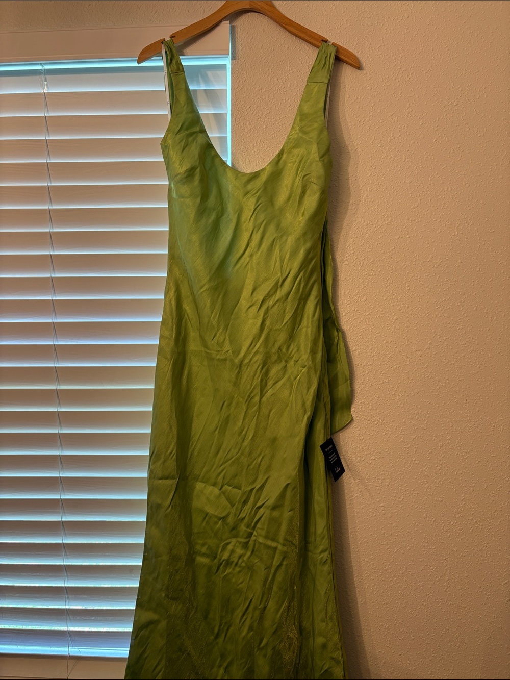 LULUS ~ Incredible Love Lime Green Satin Cowl Back Midi Slip Dress